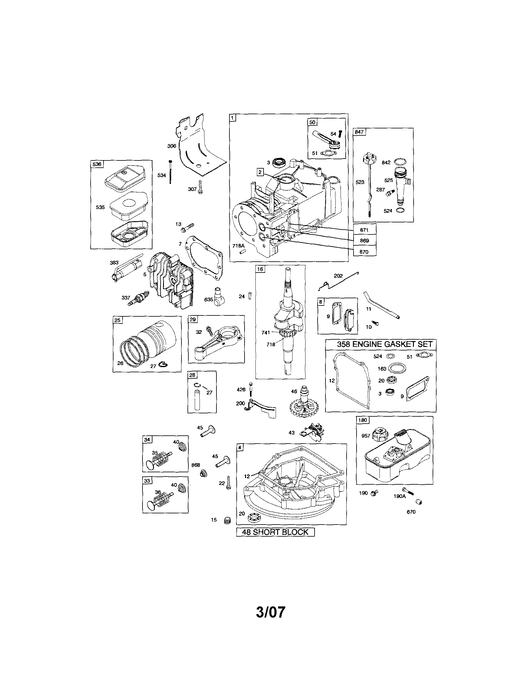 Cylinder/crankshaft/sump