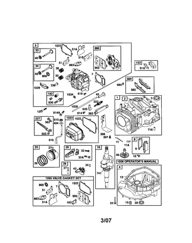 Head-cylinder/crankshaft/sump