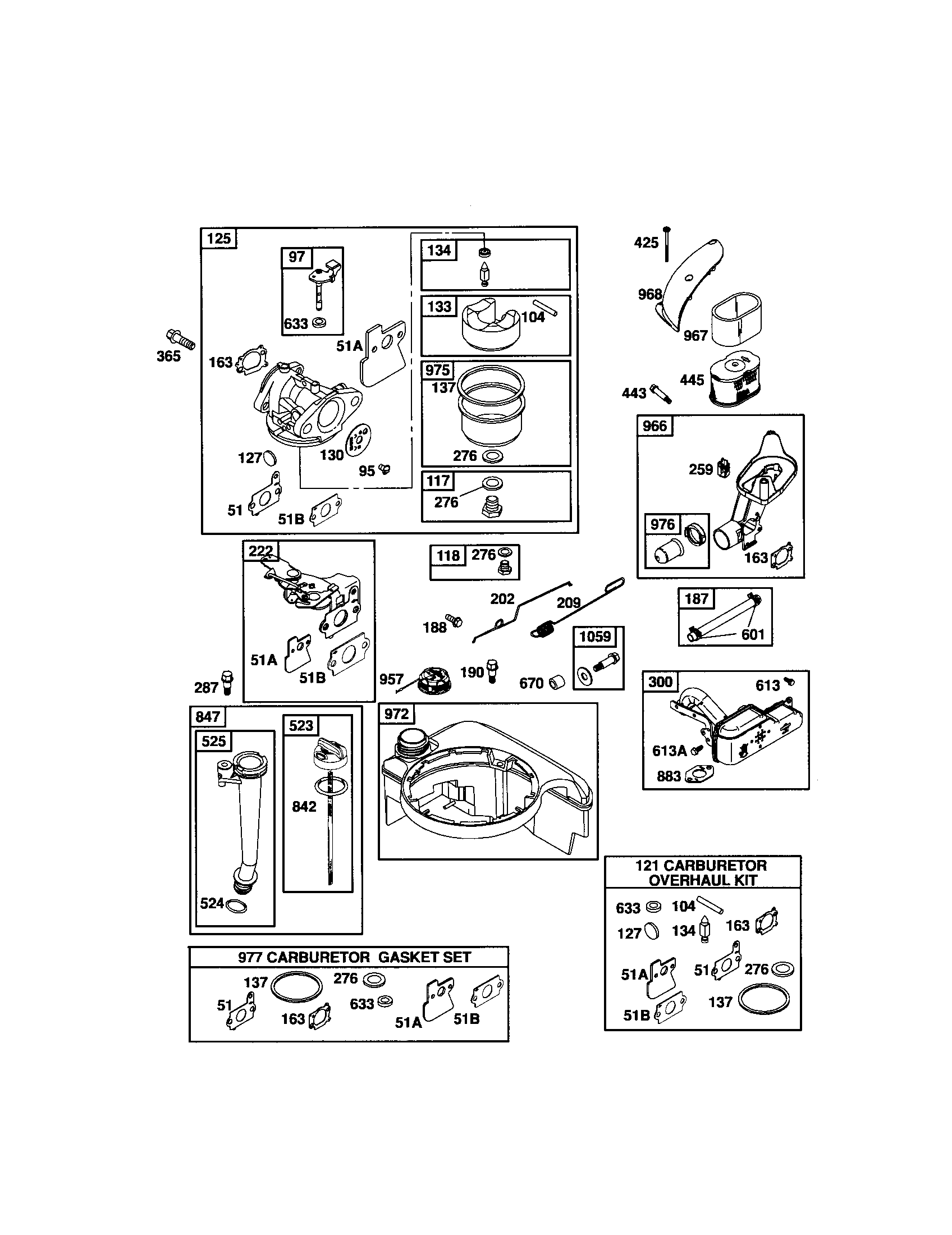 Carburetor/fuel tank/dipstick