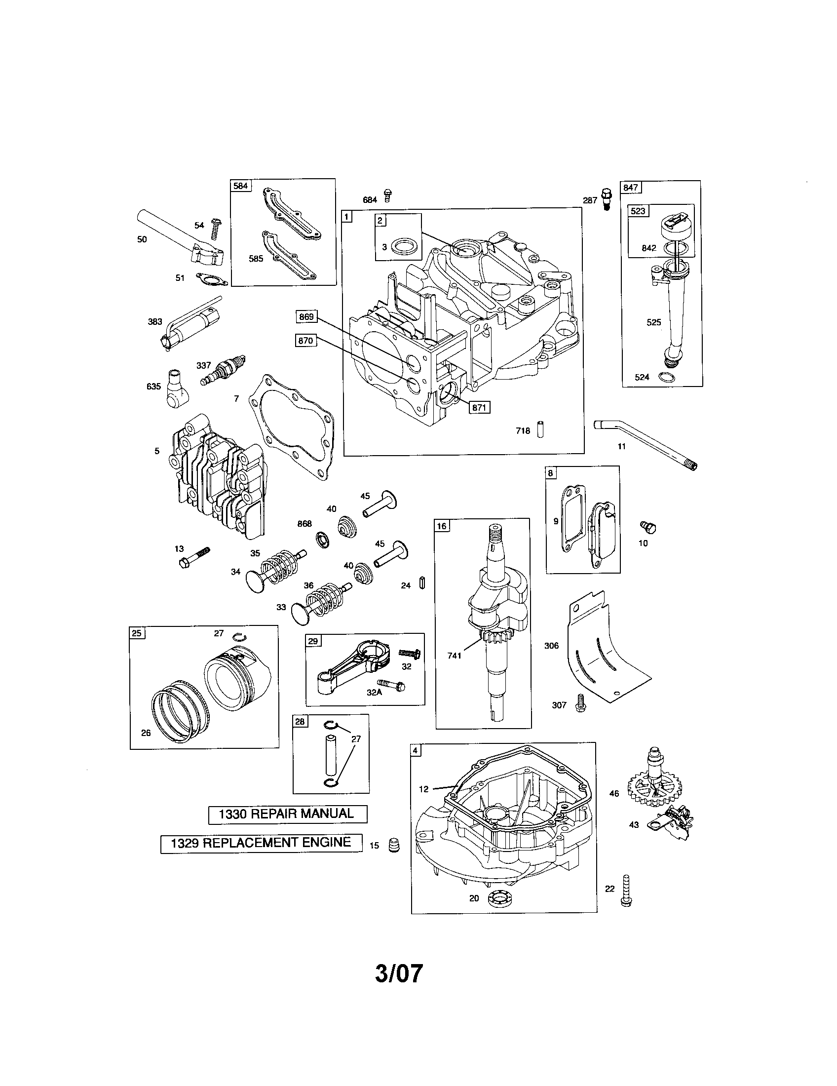 Cylinder/crankshaft/sump