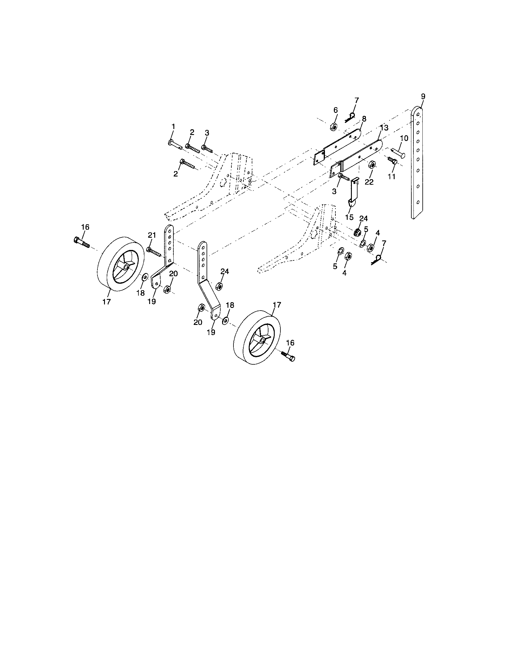 Wheel/depth stake assembly