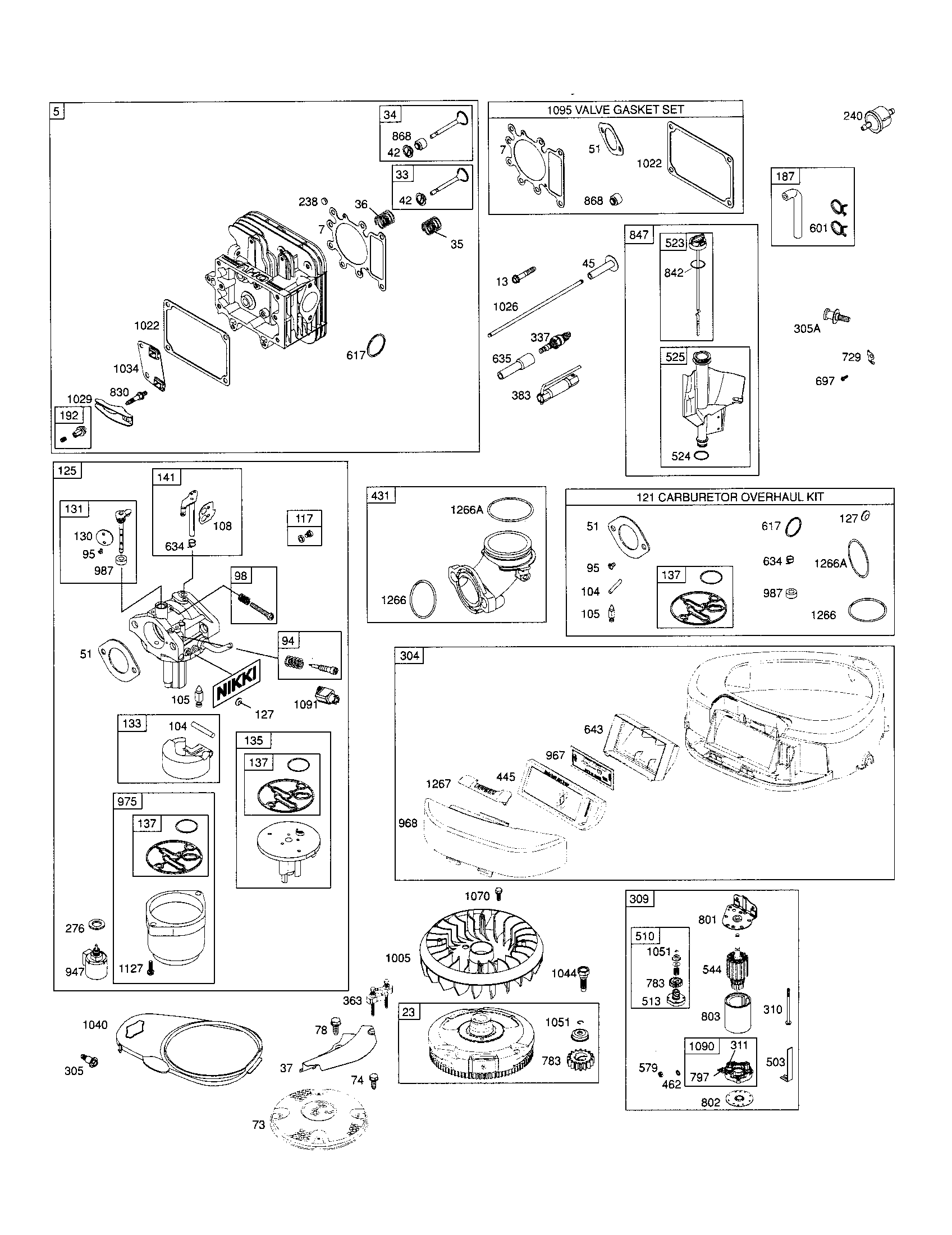 Head-cylinder/carburetor/housing