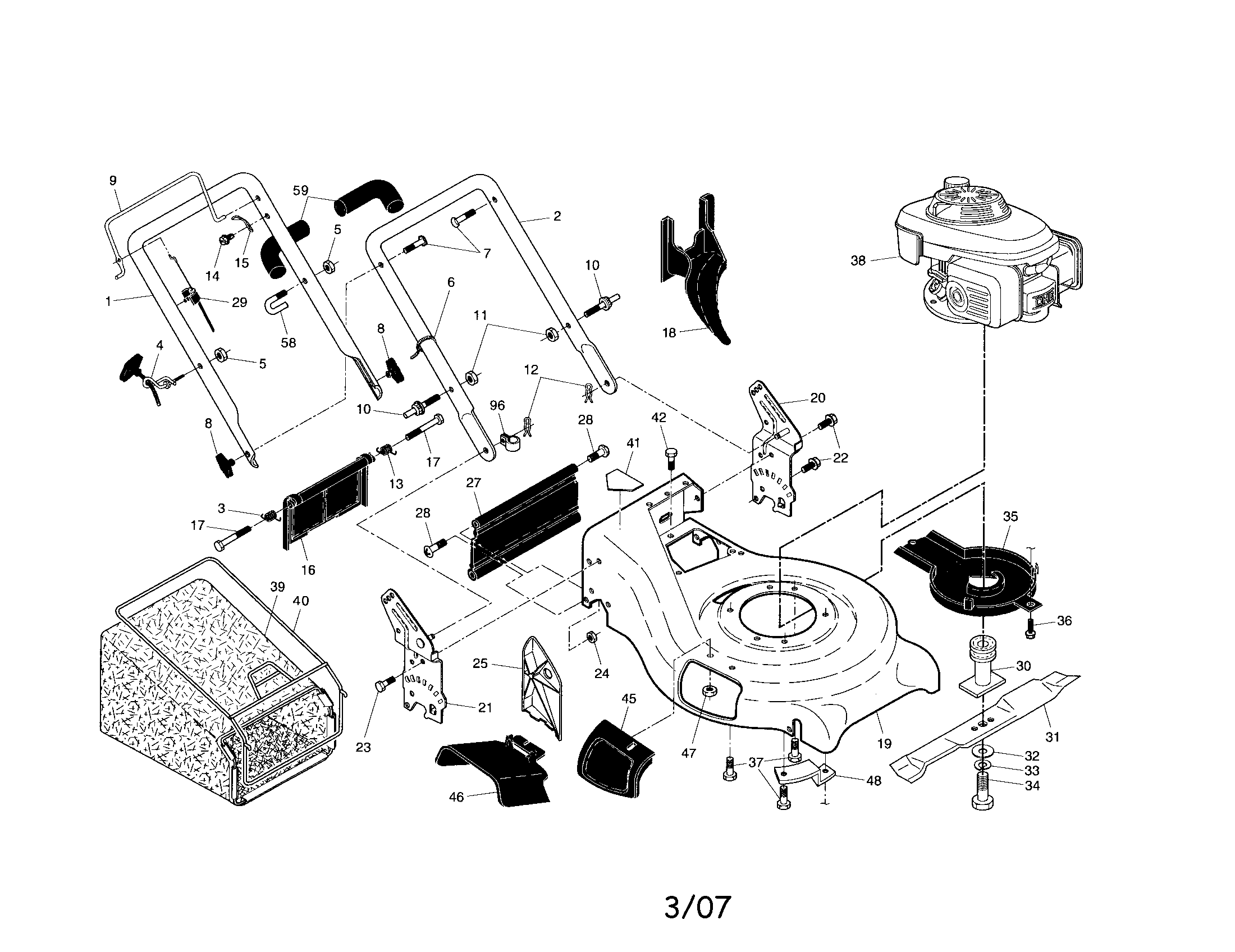 Engine/housing/handles