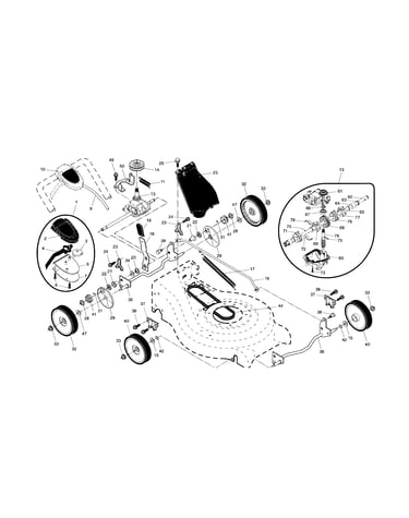 Drive control/gear case/wheels