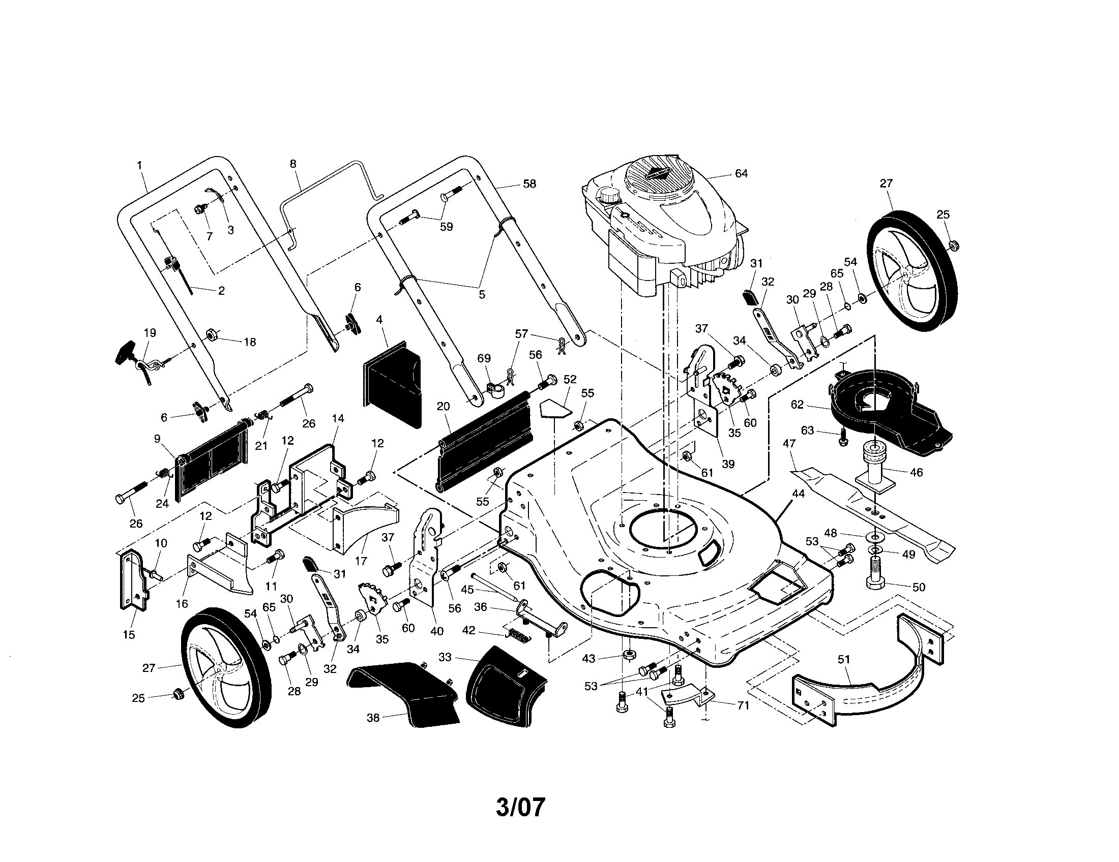 Engine/housing/handles