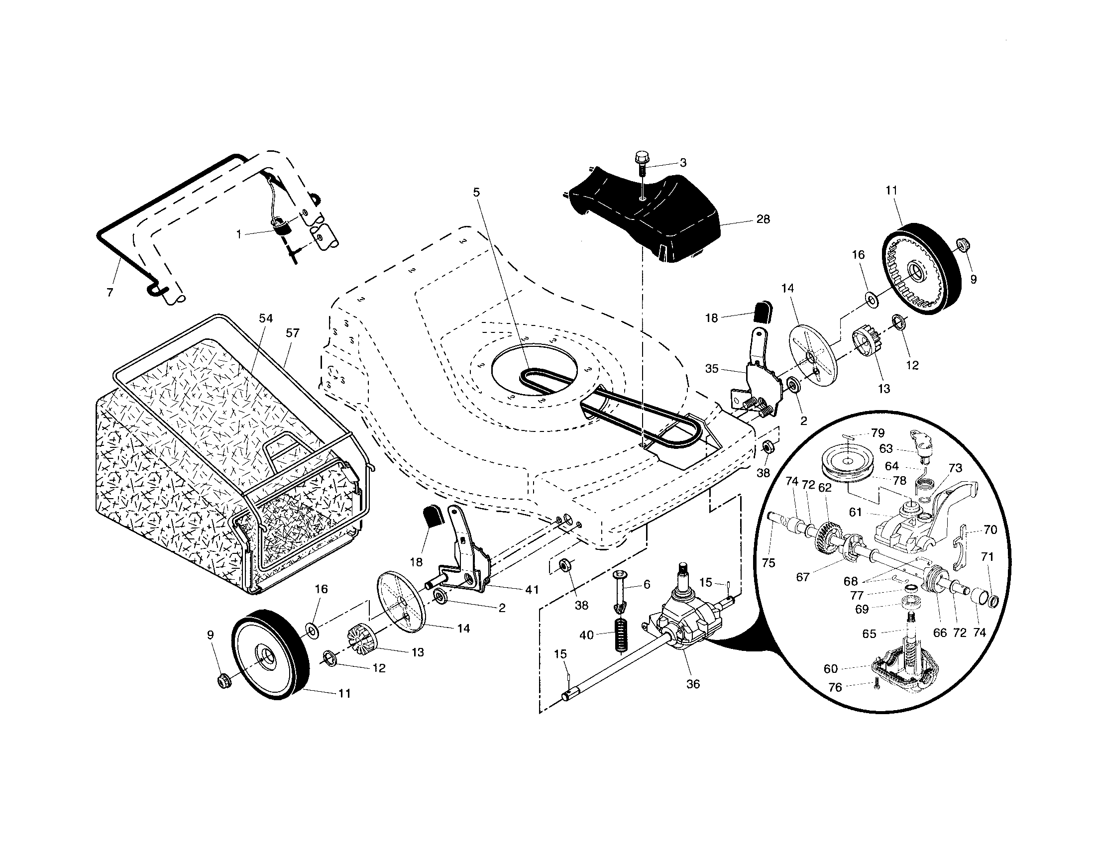 Drive control/gear case/wheels