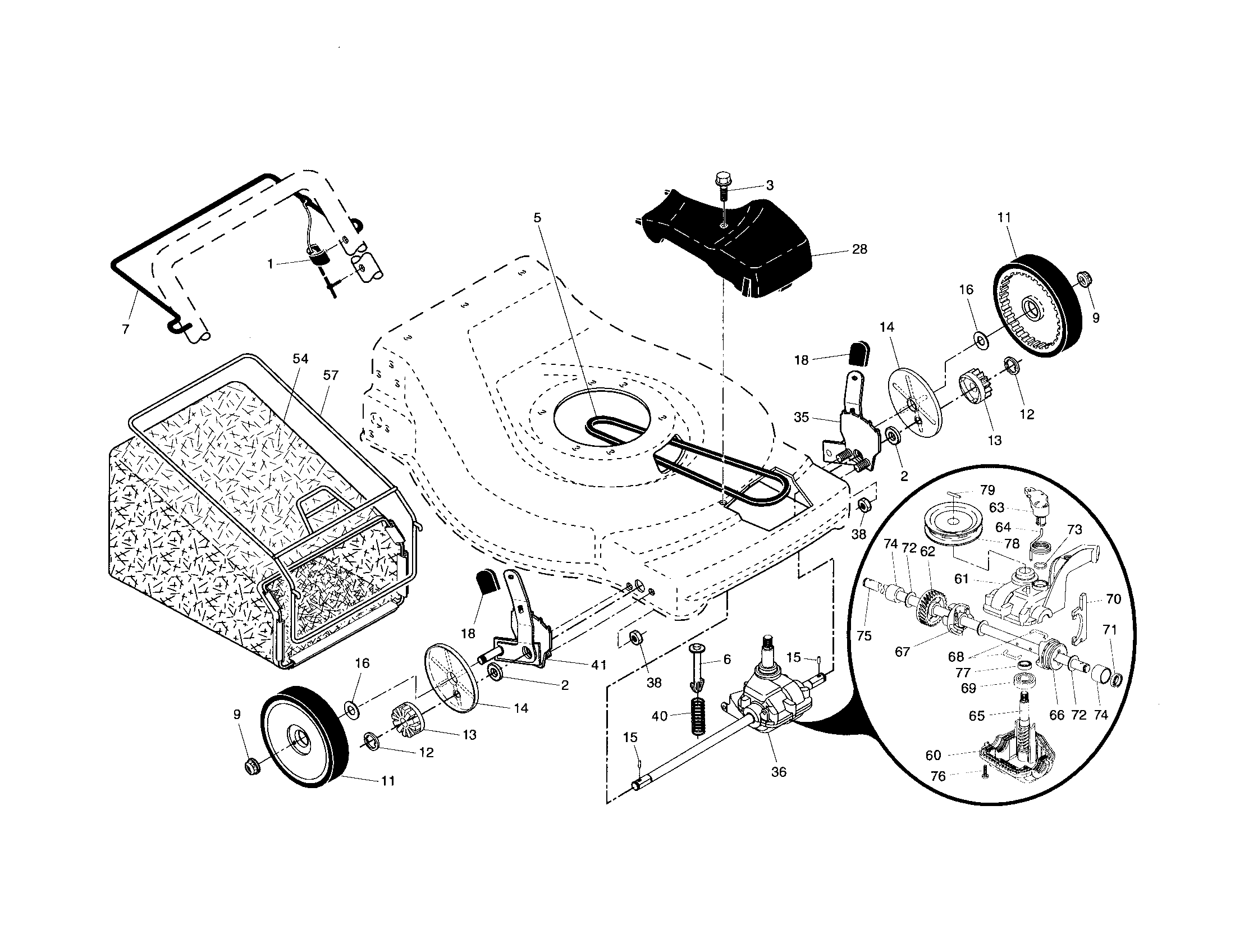 Drive control/gear case/wheels