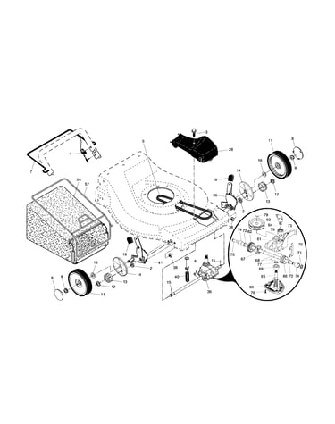 Drive control/gear case/wheels