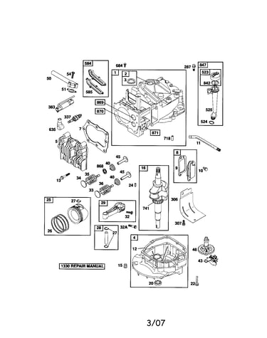 Cylinder assembly/crankshaft/sump
