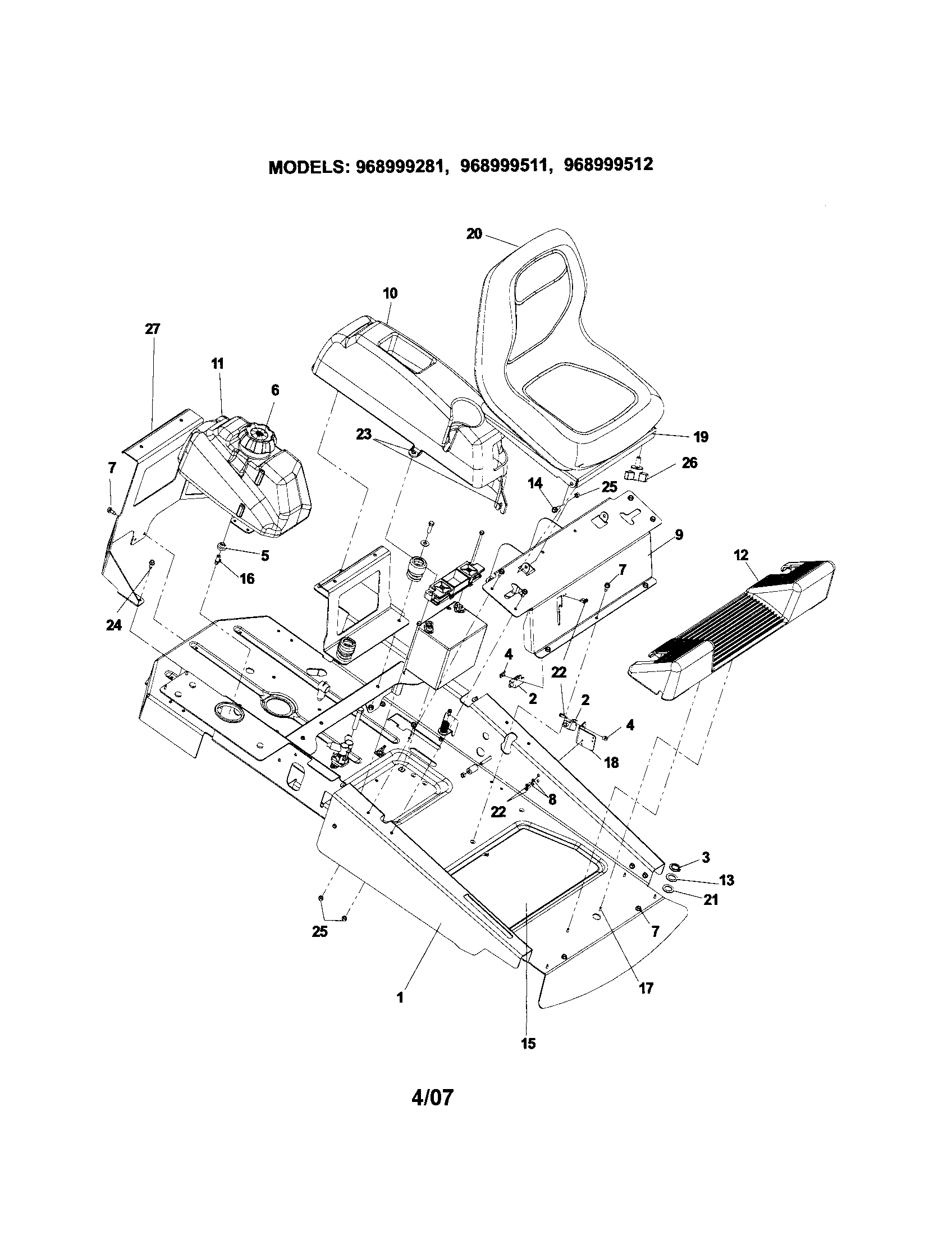 Main frame/seat/fuel tank