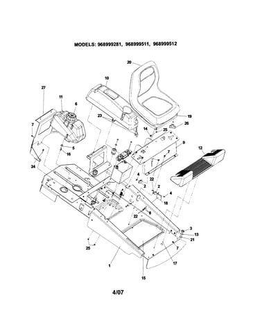 Main frame/seat/fuel tank