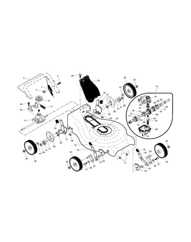 Drive control/gear case/wheels