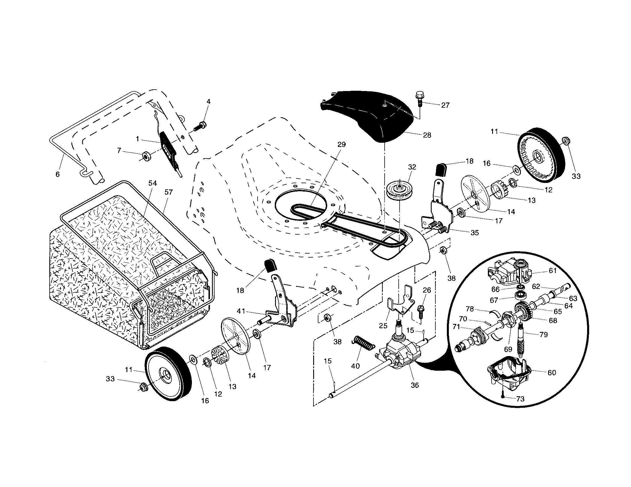 Drive control/gear case/wheels