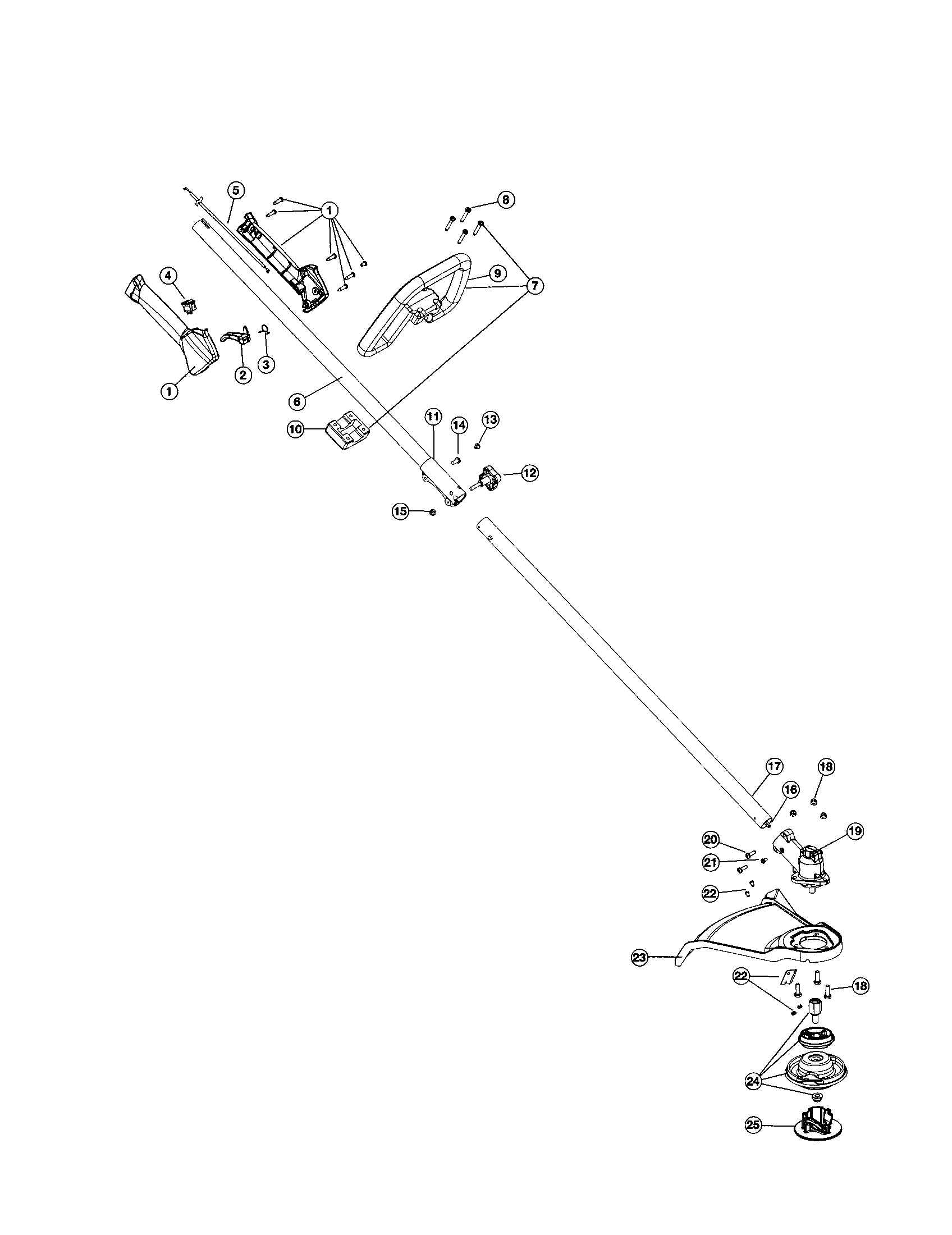 Drive shaft/throttle/shield