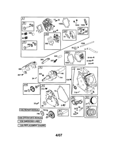 Head-cylinder/crankshaft/crankcase