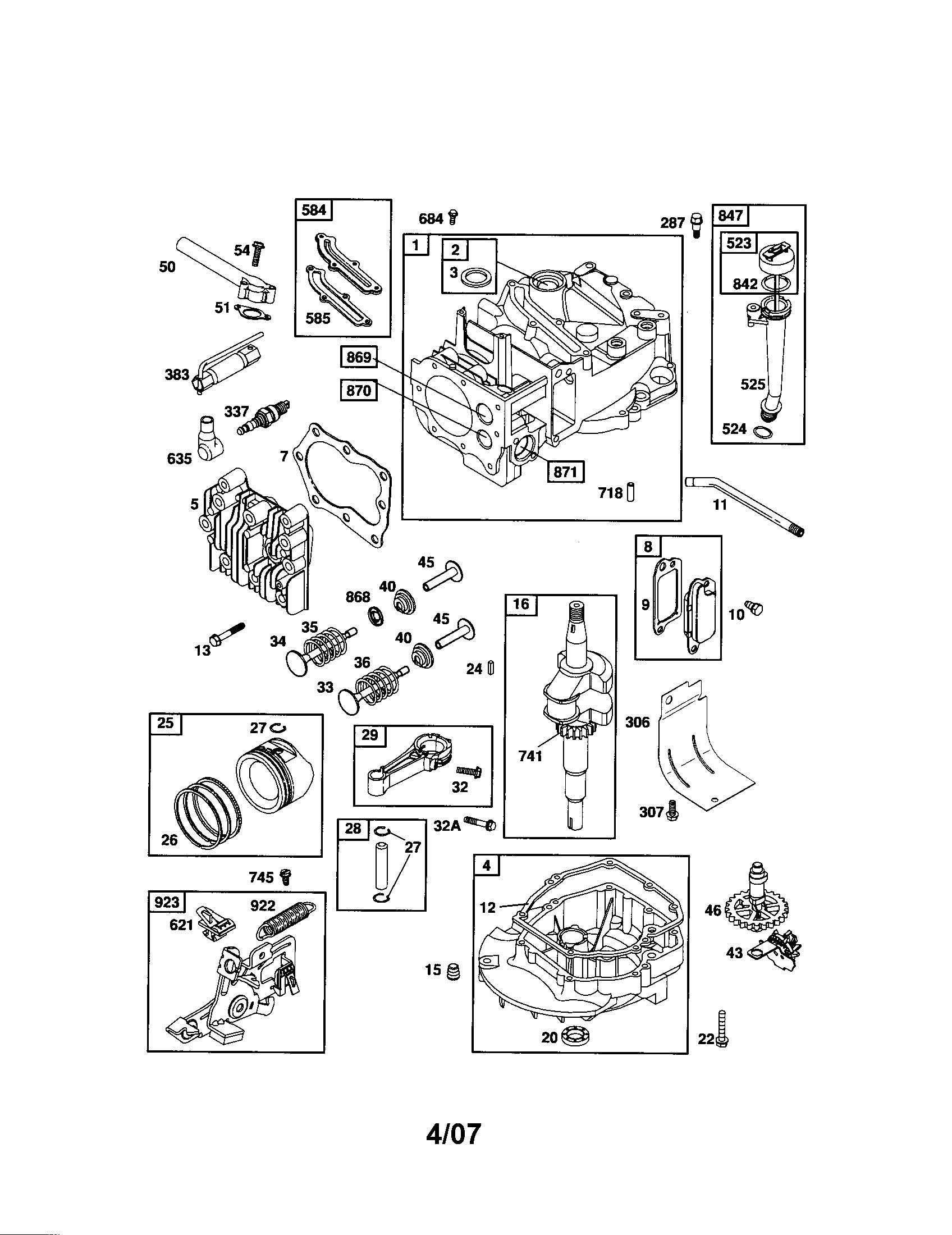 Cylinder/crankshaft/sump