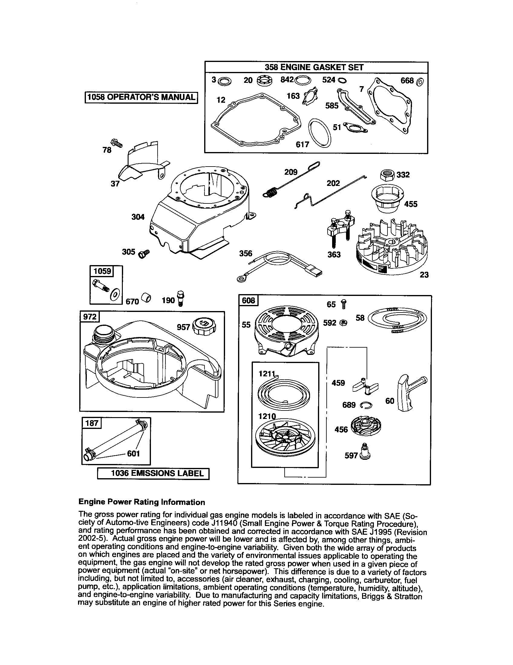 Rewind starter/blower housing
