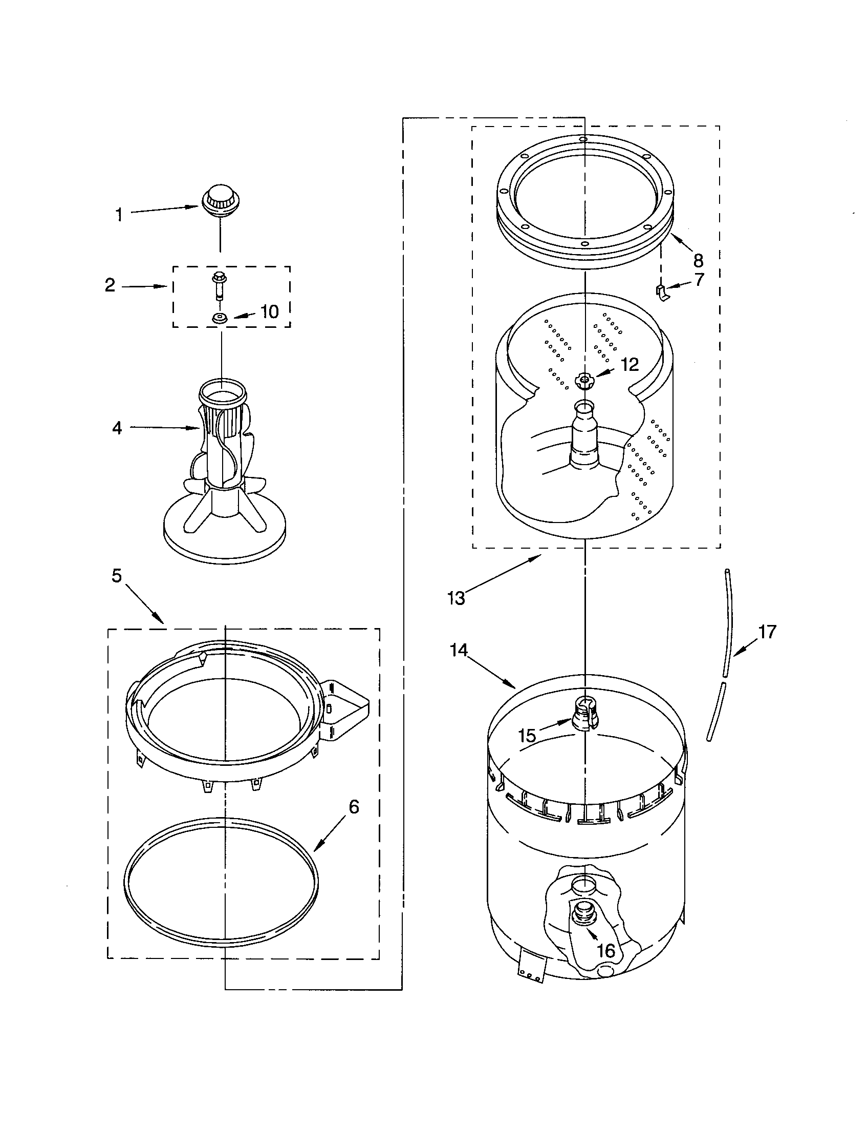 Agitator/basket/tub