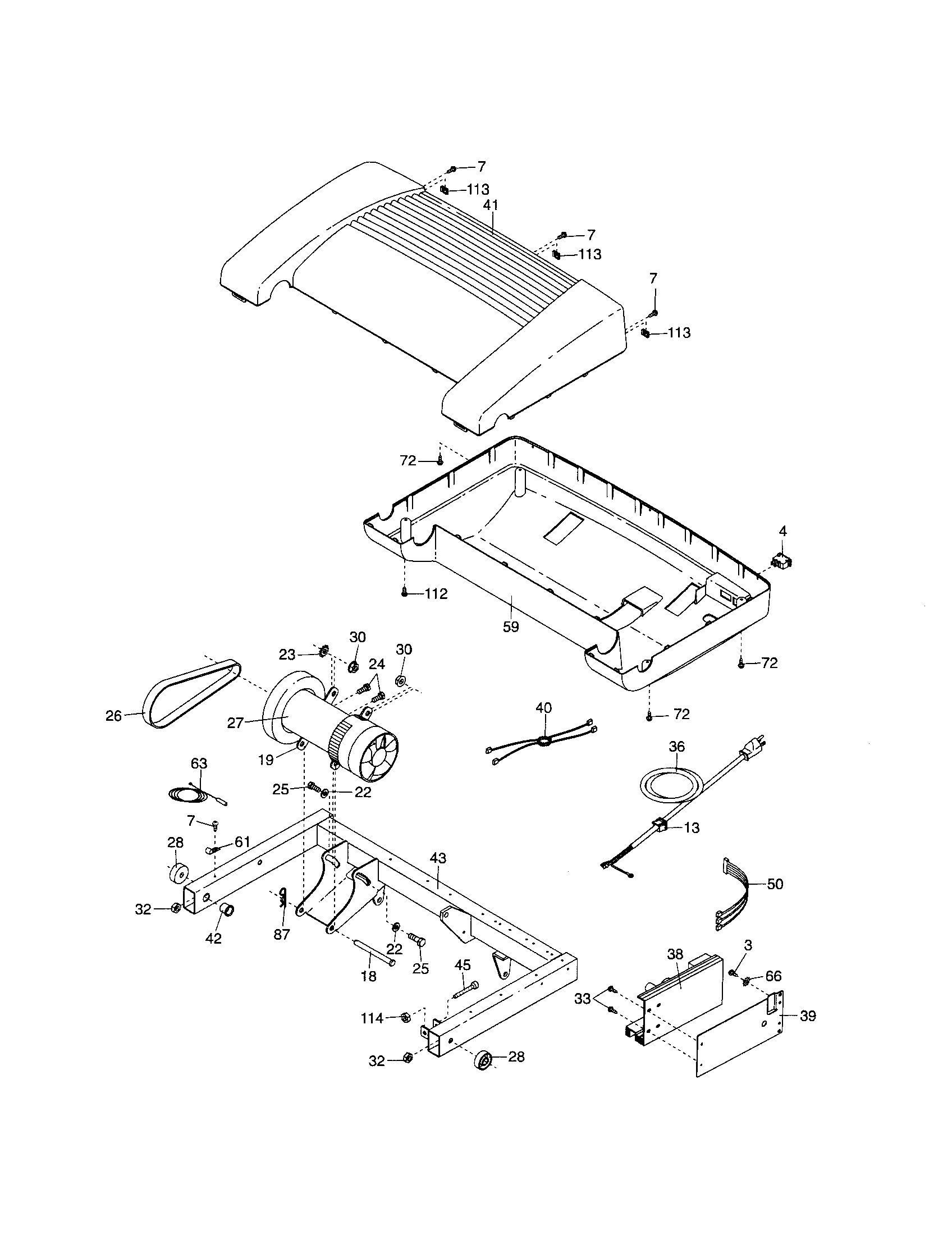 Hood/motor/lift frame
