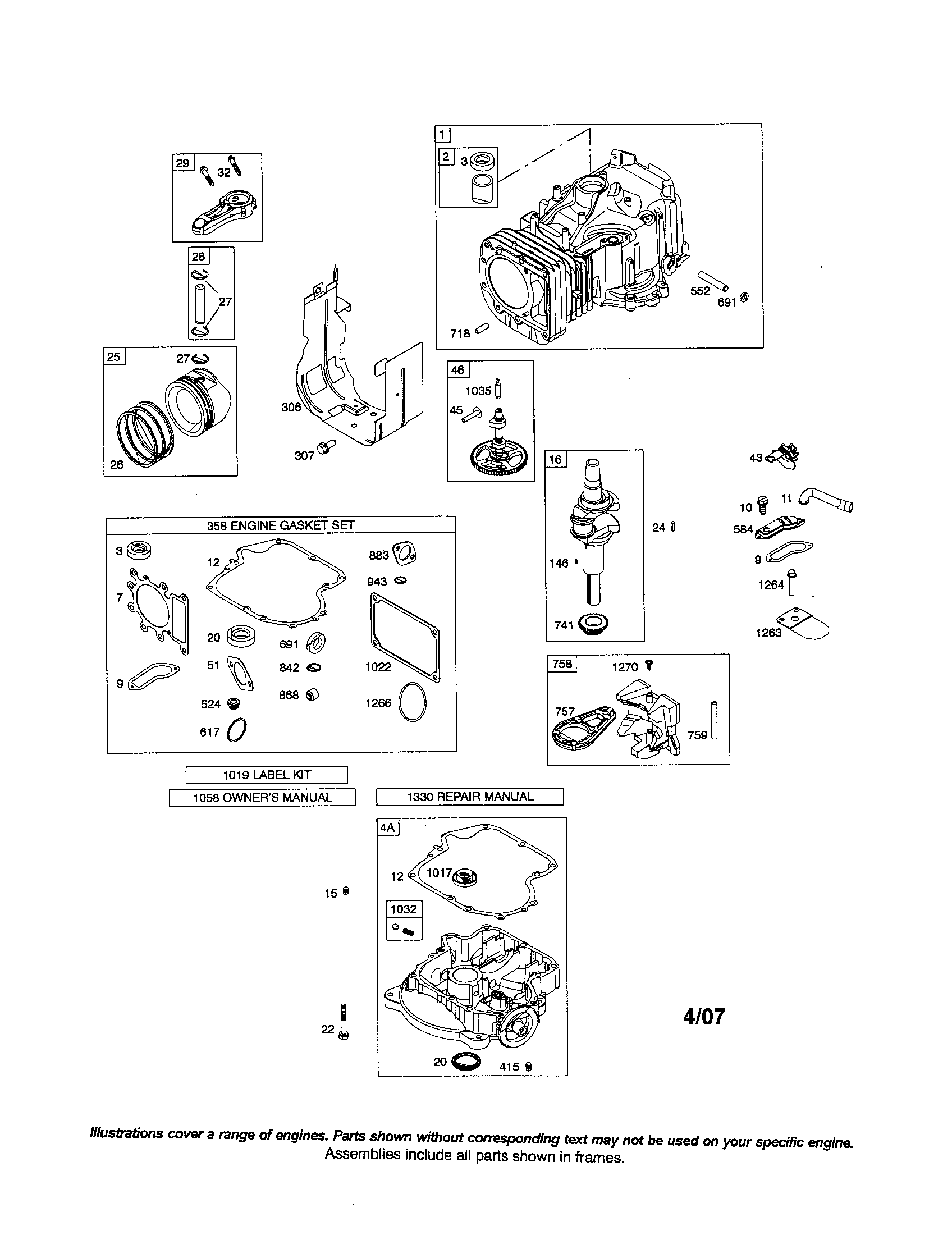 Cylinder/crankshaft/engine sump