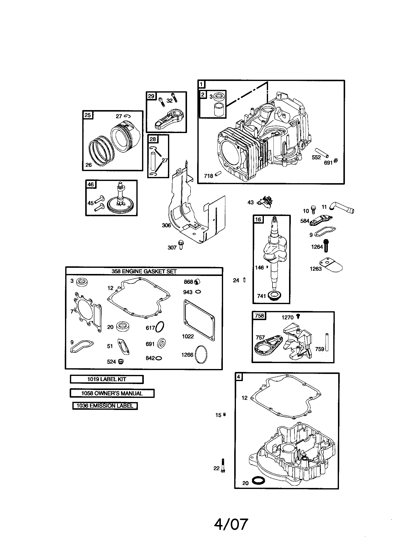 Cylinder/sump/crankshaft