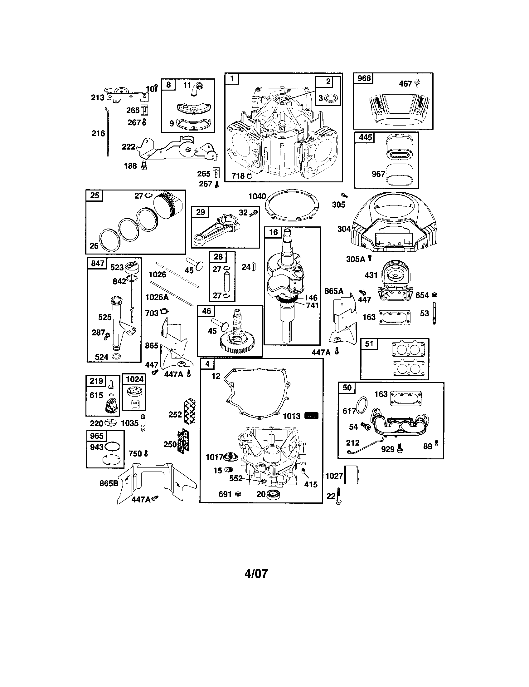 Cylinder/crankshaft/sump