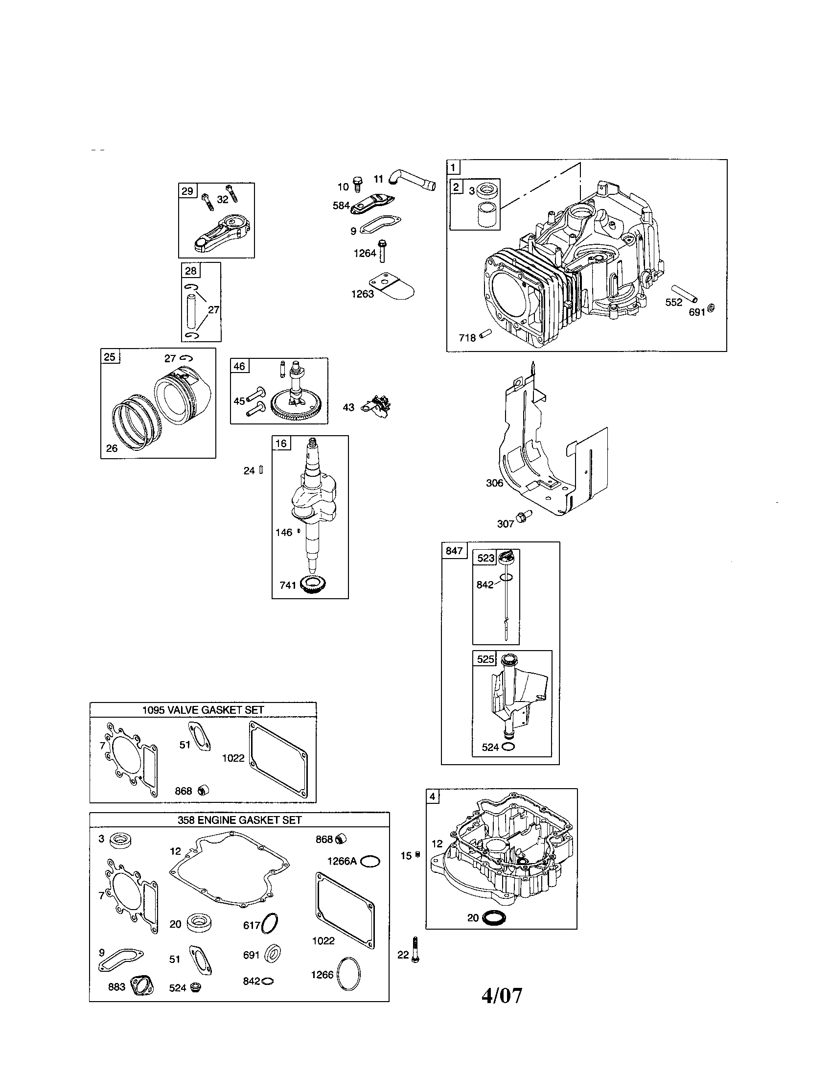 Cylinder/crankshaft/sump