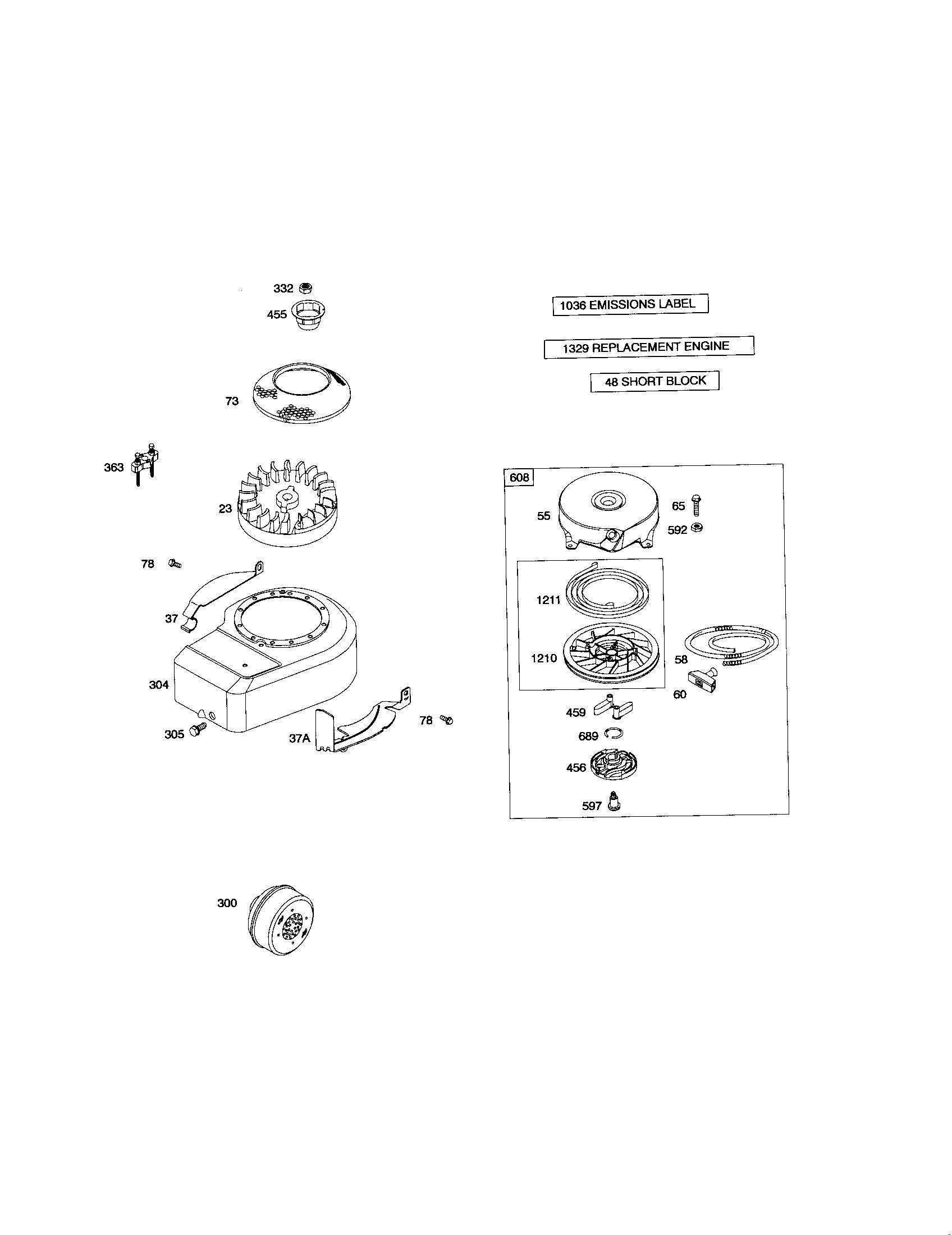 Rewind starter/blower housing
