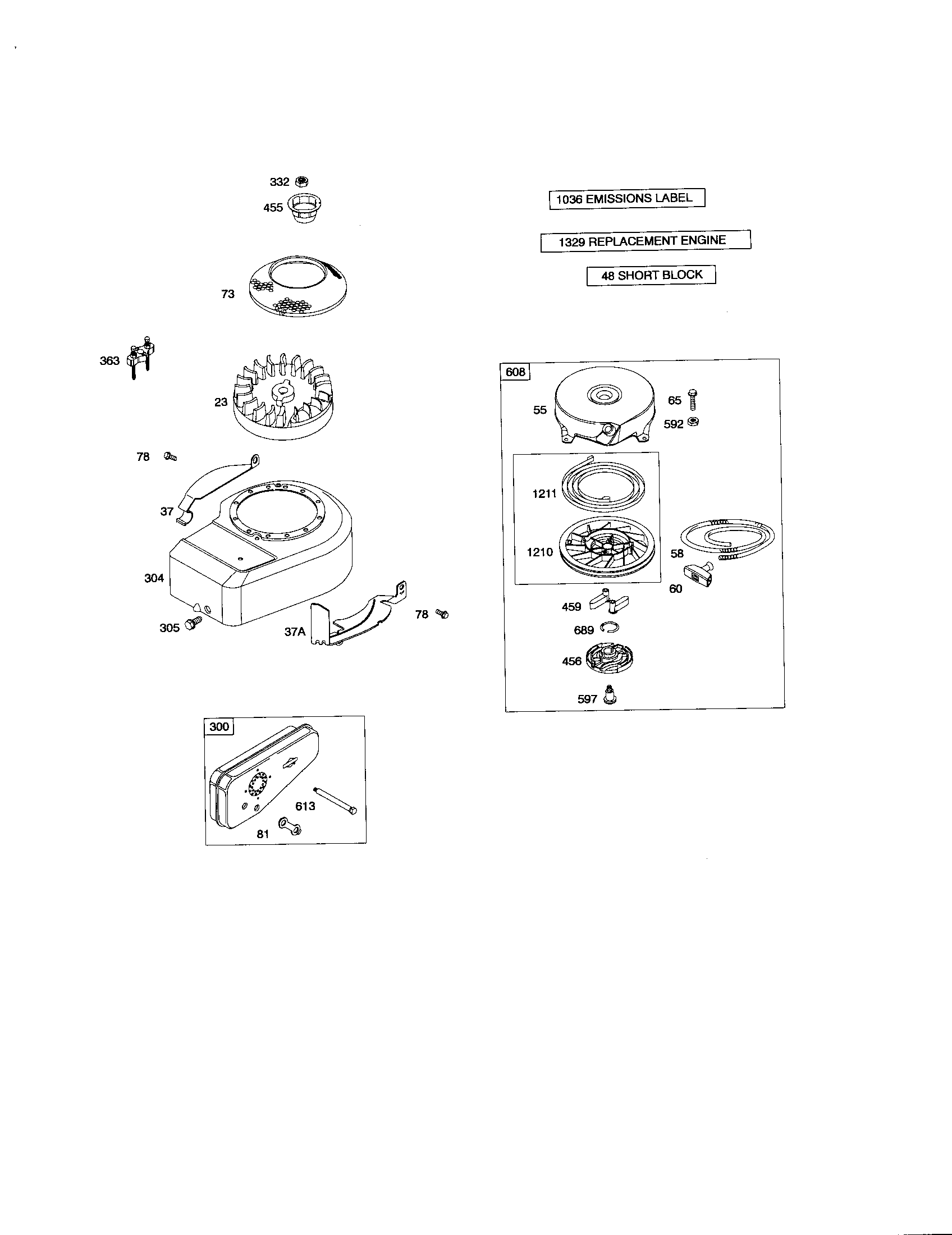 Rewind starter/blower housing