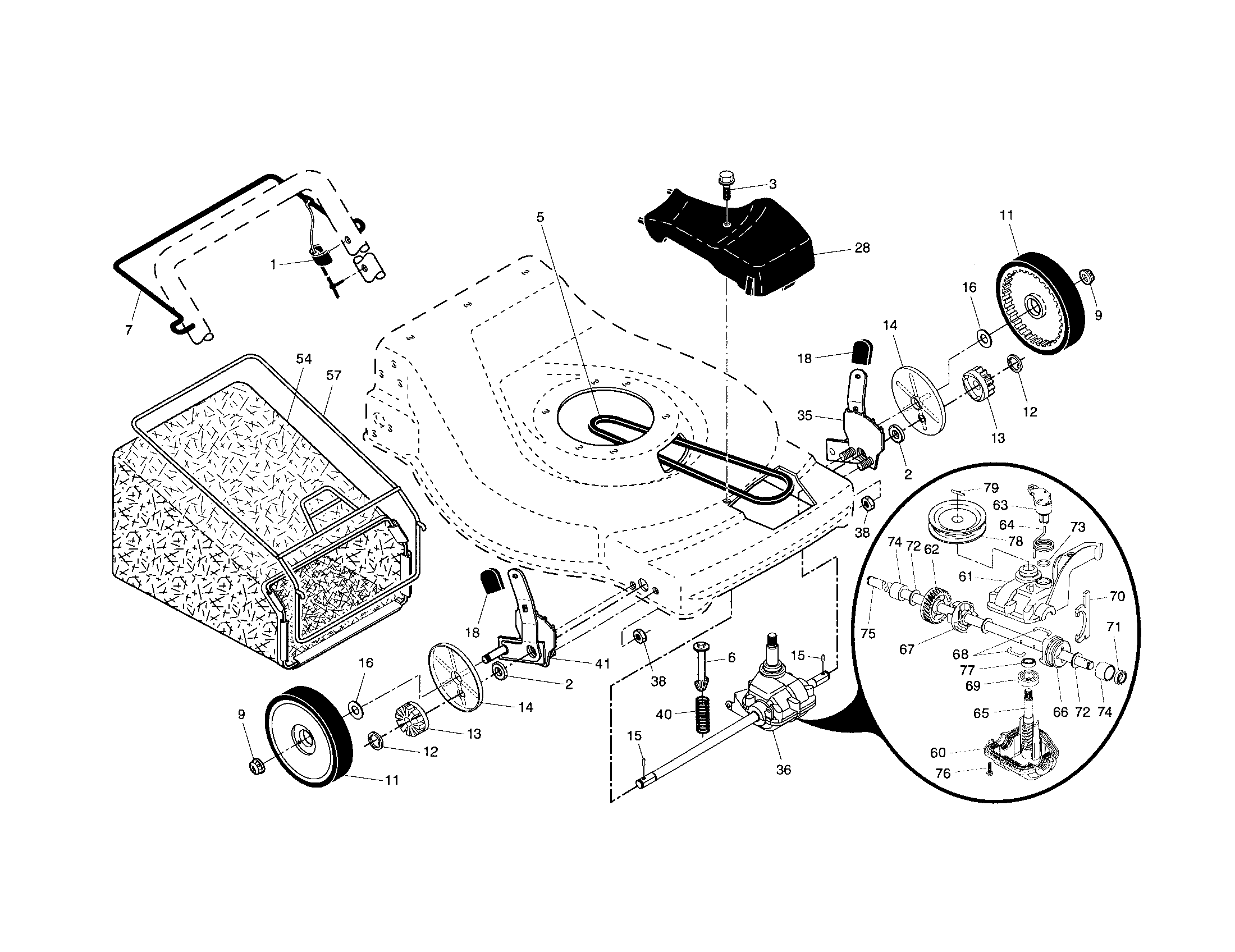 Drive control/gear case/wheels