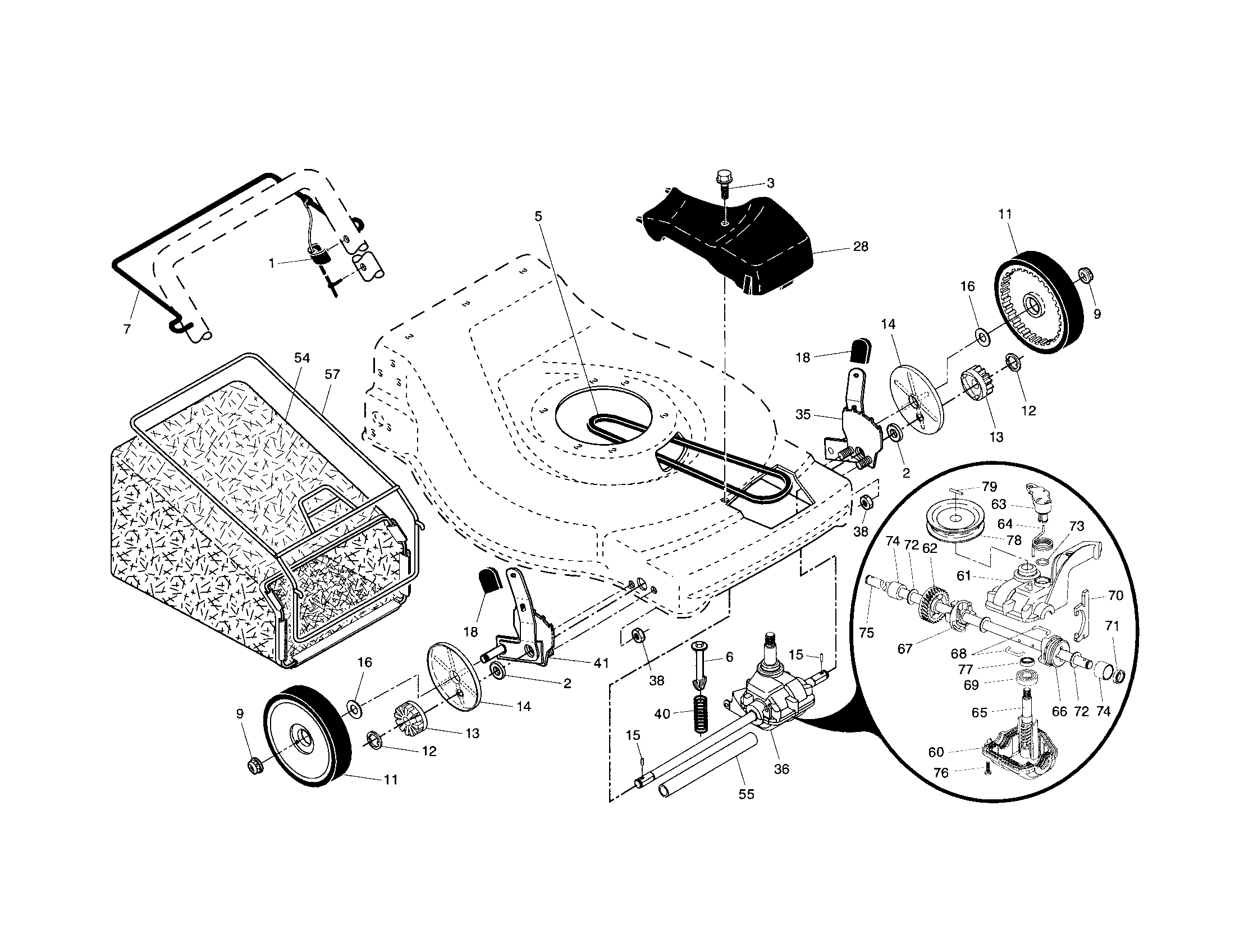 Drive control/gear case/wheels