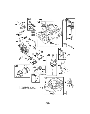 Cylinder/crankshaft/sump