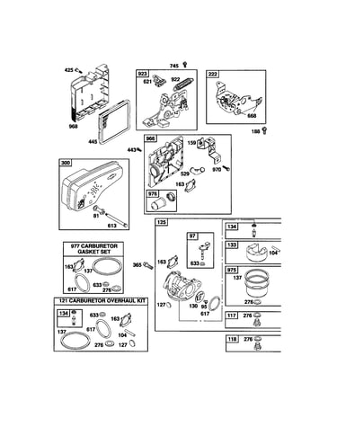 Carburetor/air cleaner/muffler