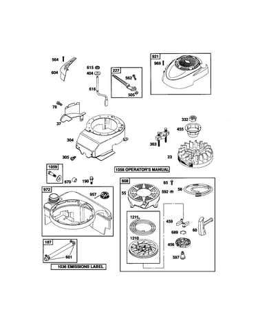 Rewind starter/blower housing