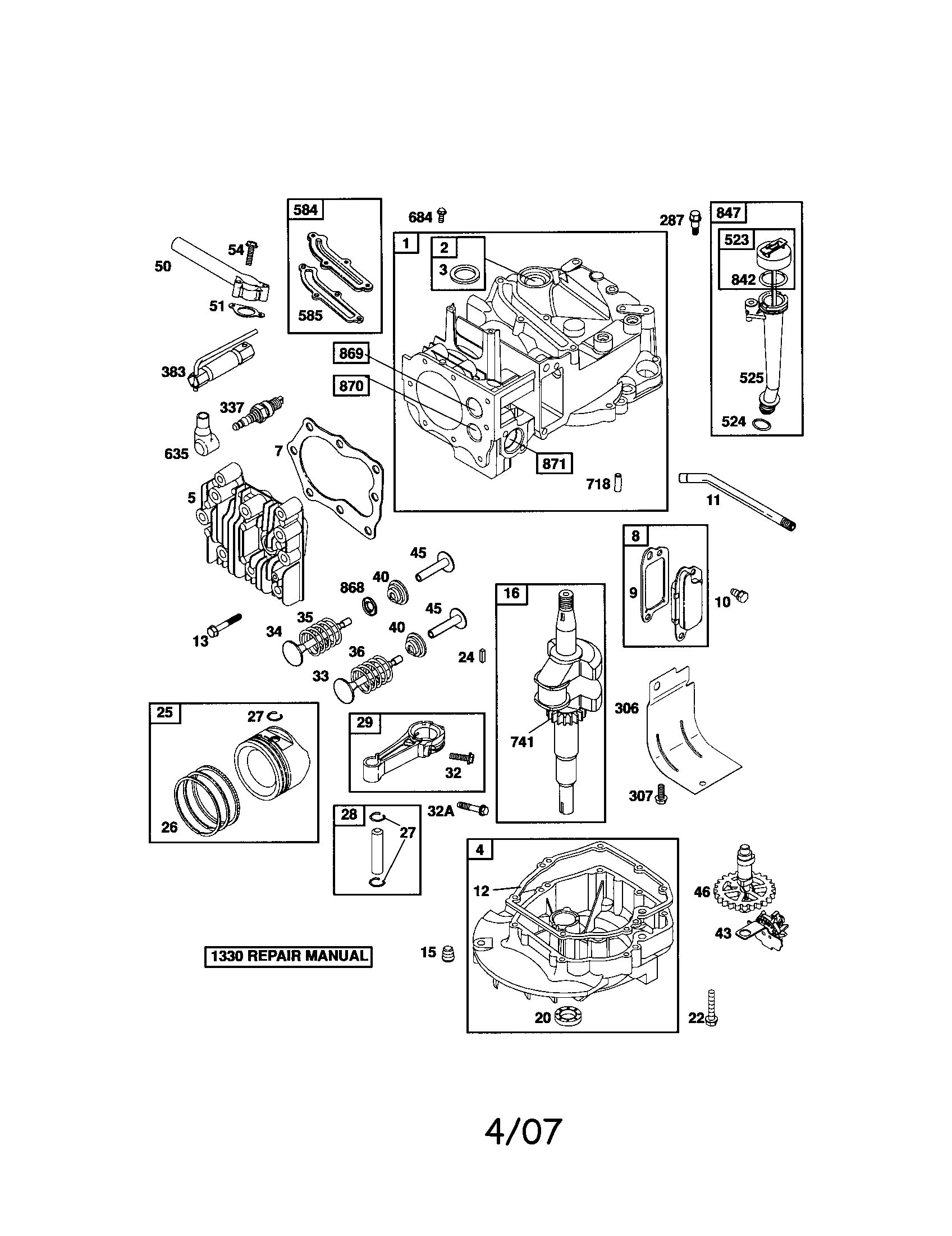 Cylinder/crankshaft/sump