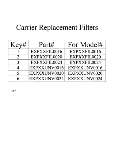 Carrier replacement filters
