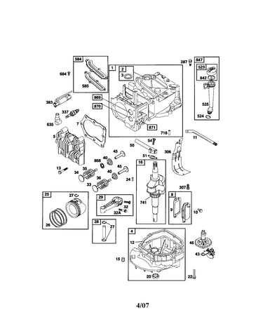 Cylinder/crankshaft/sump