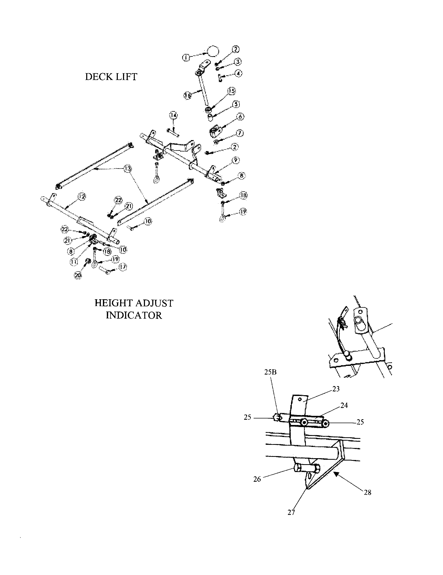 Deck lift/height adj. indicator