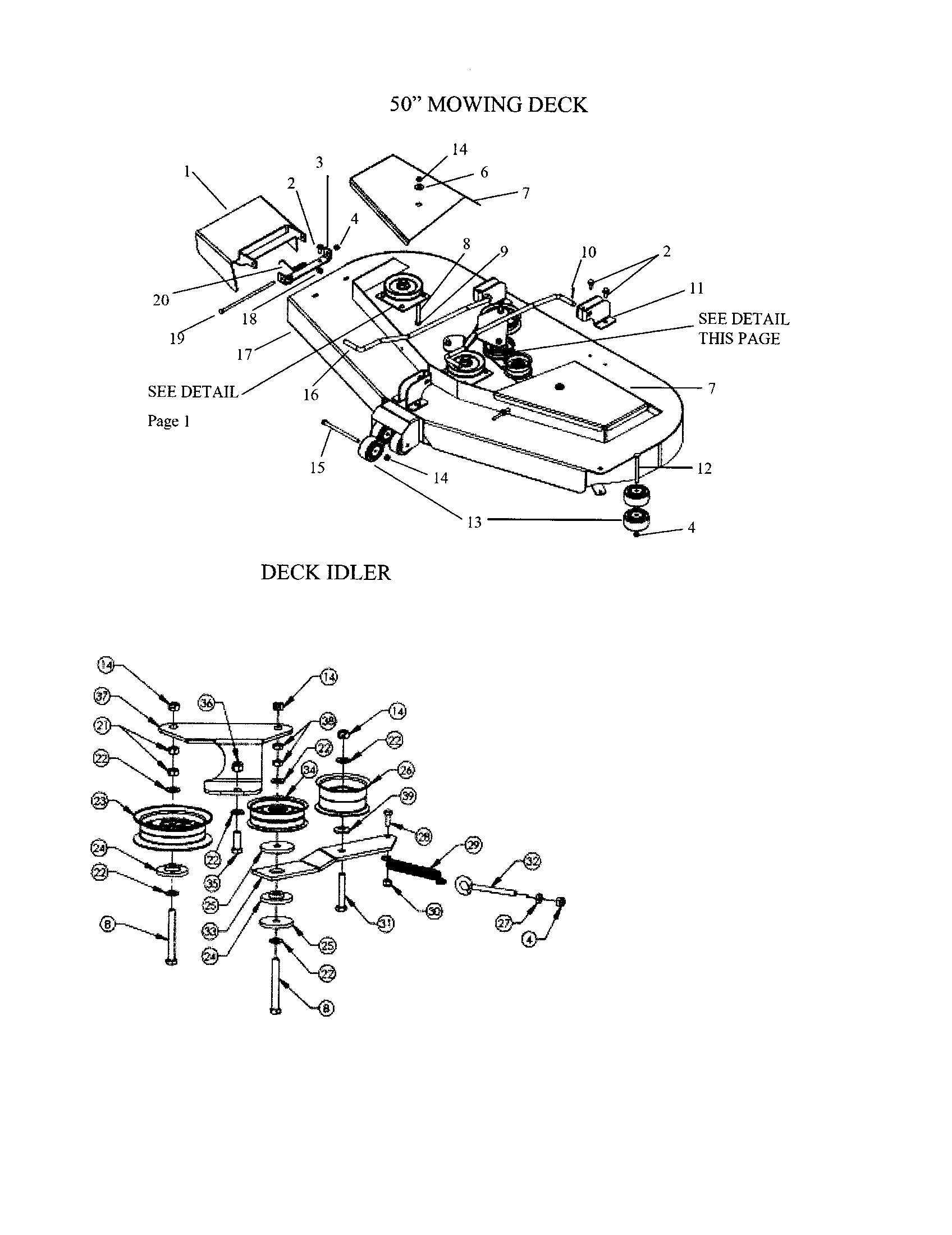 Mowing deck/deck idler