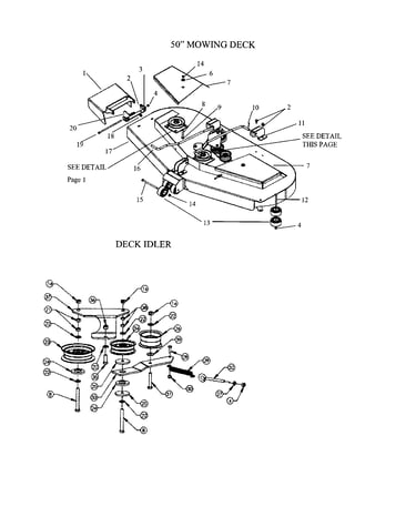 Mowing deck/deck idler