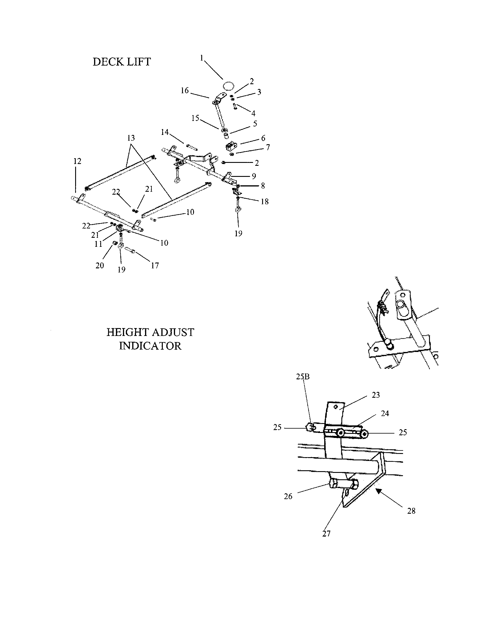 Deck lift/height adj. indicator