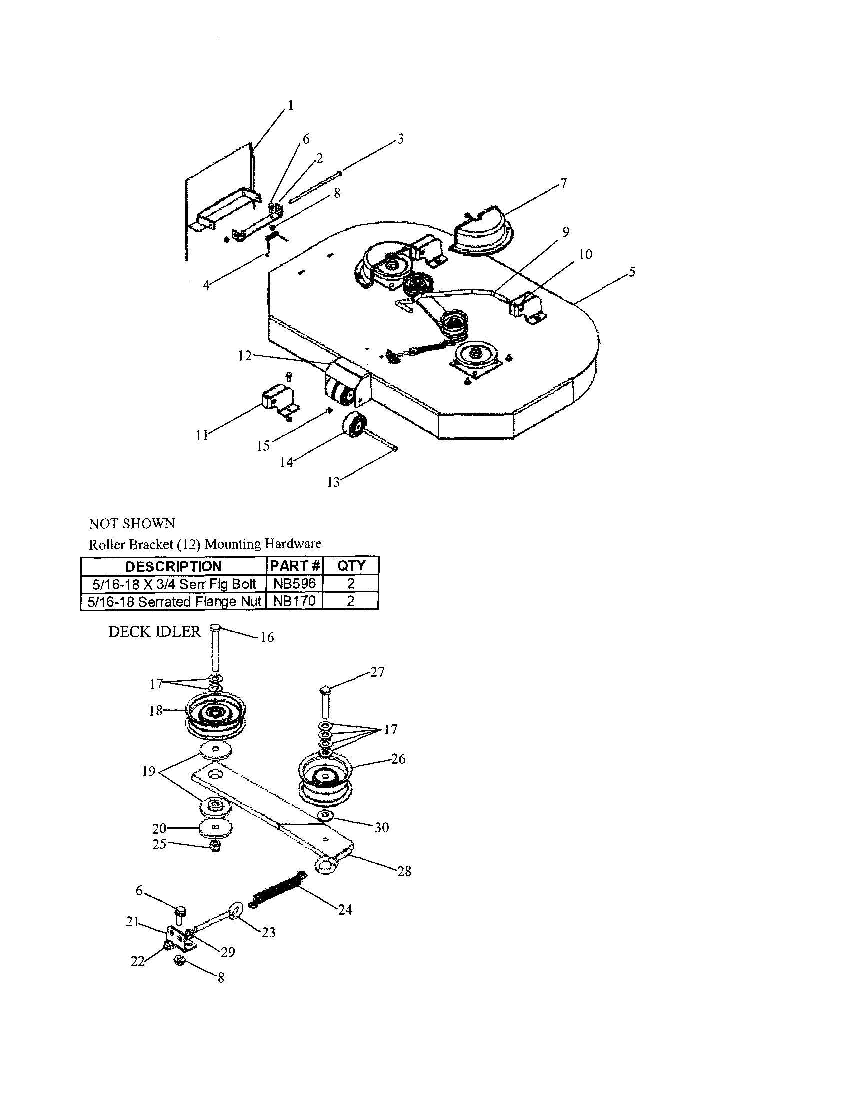 Mowing deck/deck idler