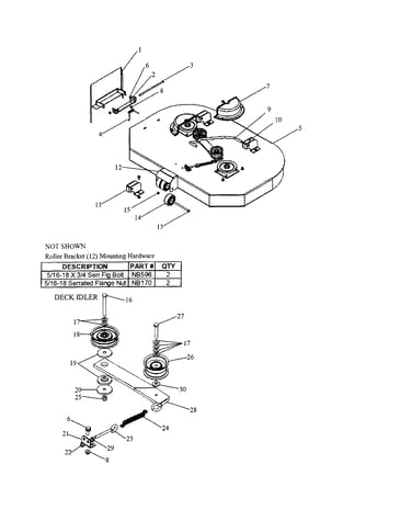 Mowing deck/deck idler