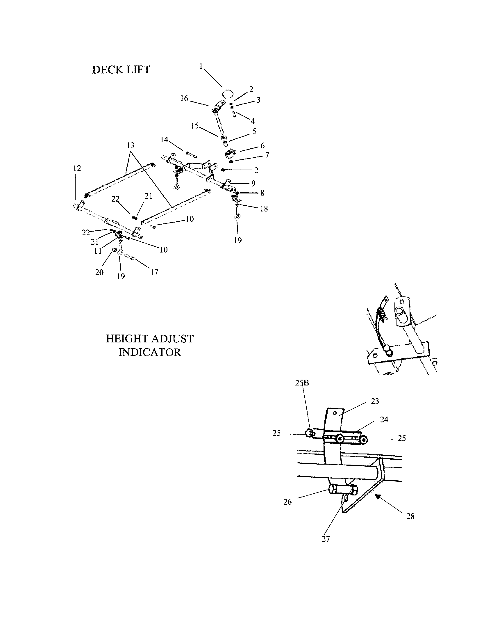 Deck lift/height adj. indicator