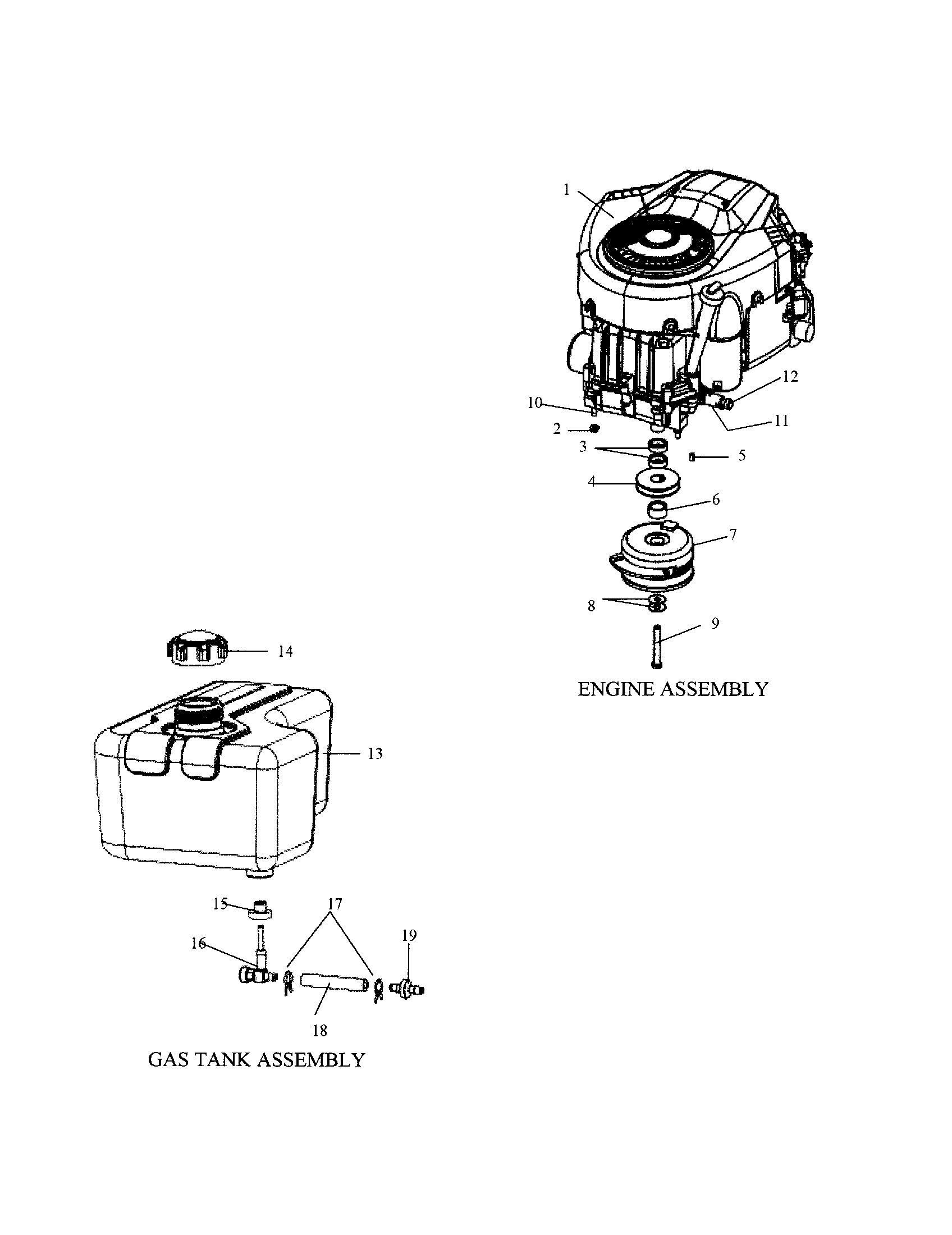 Engine/gas tank