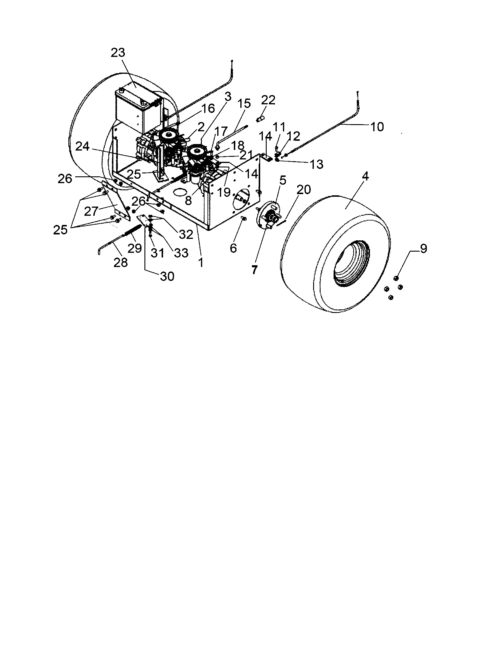 Wheels/hydro pan/battery