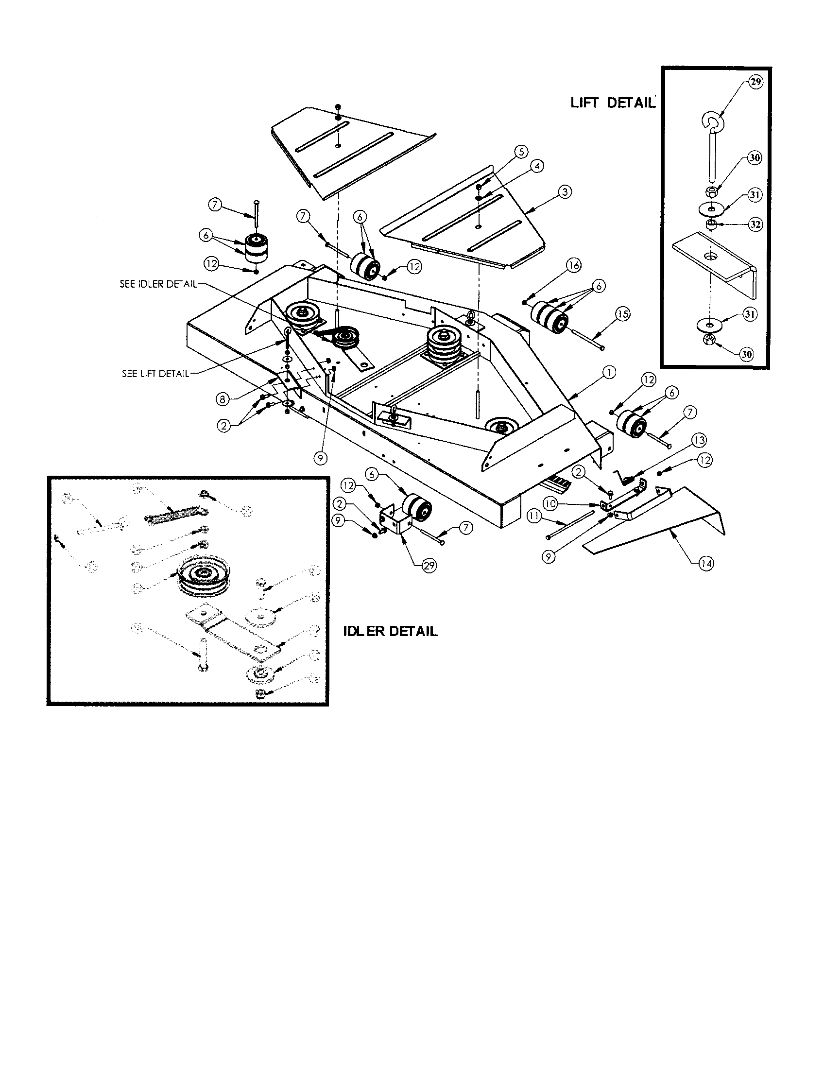 CHUTE MOUNT/DISCHARGE CHUTE/IDLER