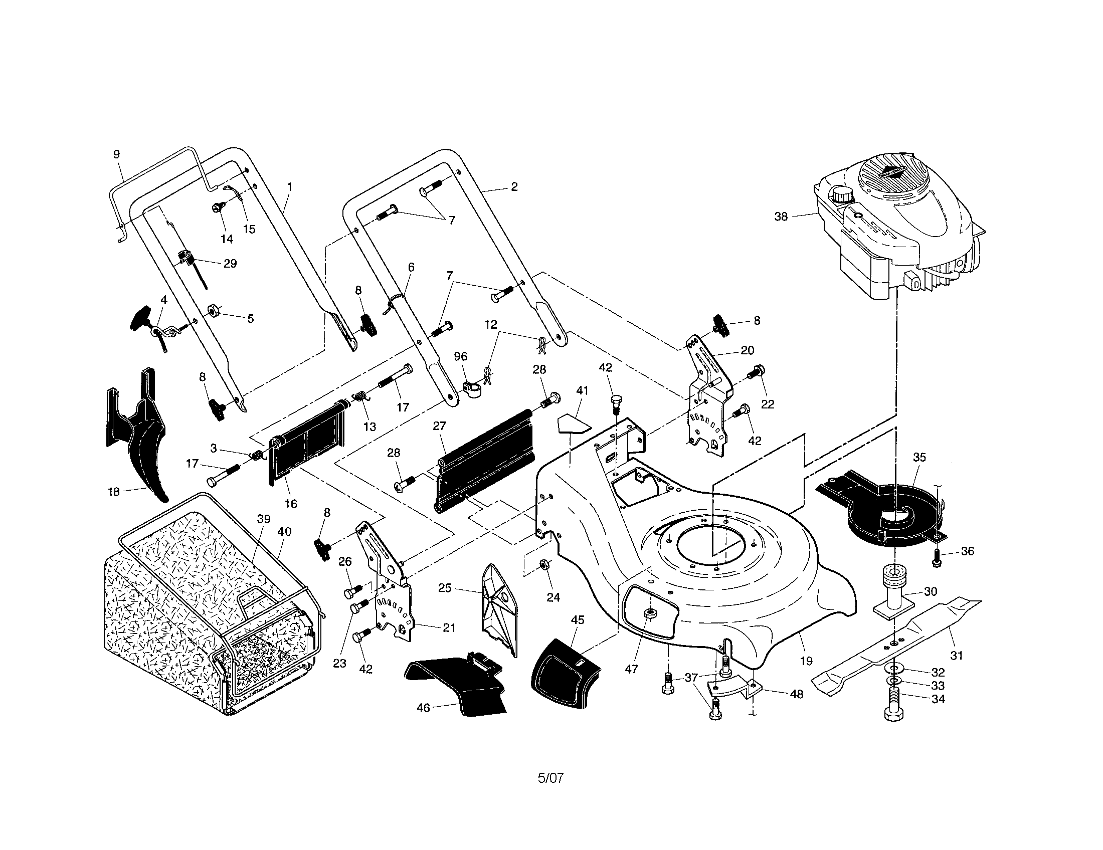 Engine/housing/handles