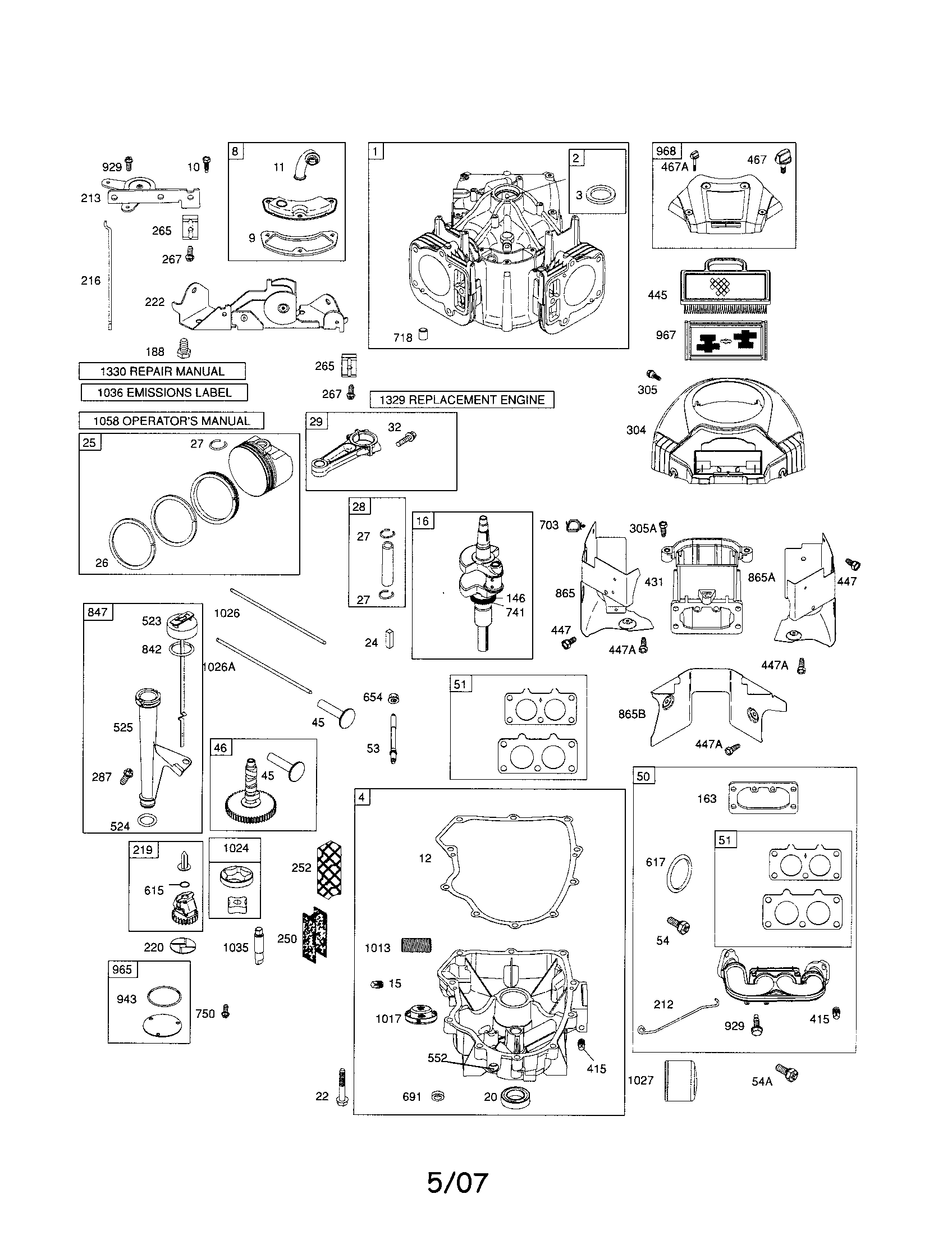 Cylinder/crankshaft/sump