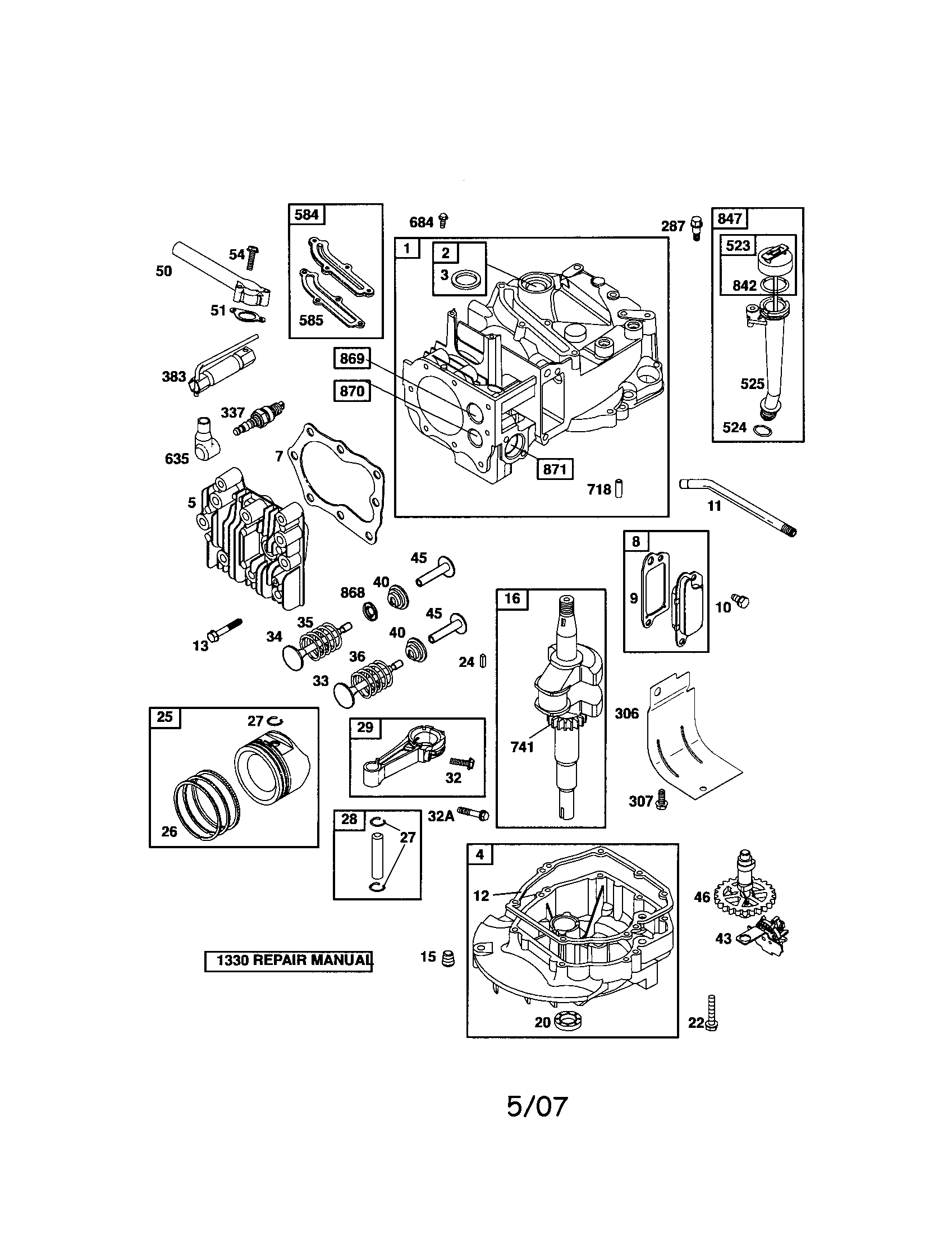 Cylinder/crankshaft/sump